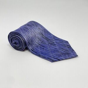 Barbara Blank Purple Abstract Silk Blend Long Tie Necktie